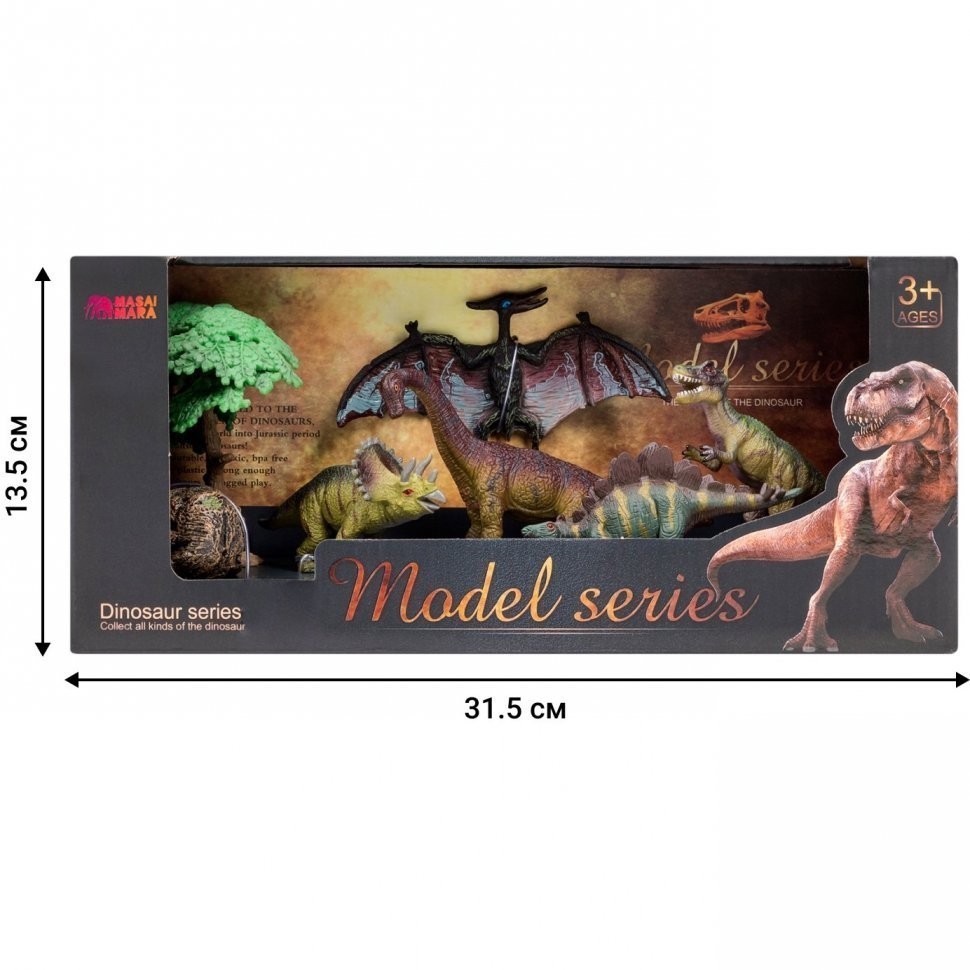 Динозавры и драконы для детей серии "Мир динозавров": птеродактиль, трицератопс, брахиозавр, тираннозавр, стегозавр (набор фигурок из 7 предметов) (MM206-015)