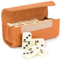 Домино в рыжем кожаном пенале (6 точек) (31901)