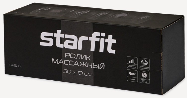 Ролик массажный Starfit FA-526, PU, средняя жесткость, 30x10 см, черный (2108089)