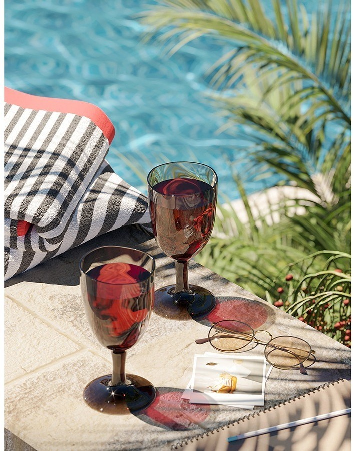 Набор бокалов из акрила hollow для вина, 430 мл, серо-коричневый, 4 шт. (77572)