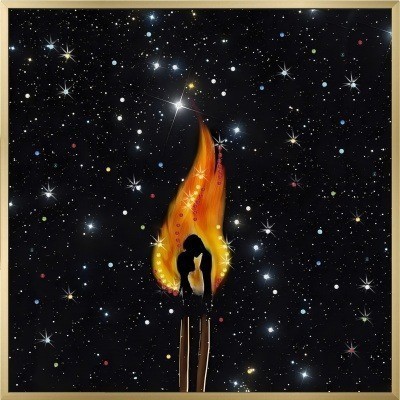 Картина В ОБЪЯТИЯХ ПЛАМЕНИ с кристаллами Swarovski (3166)