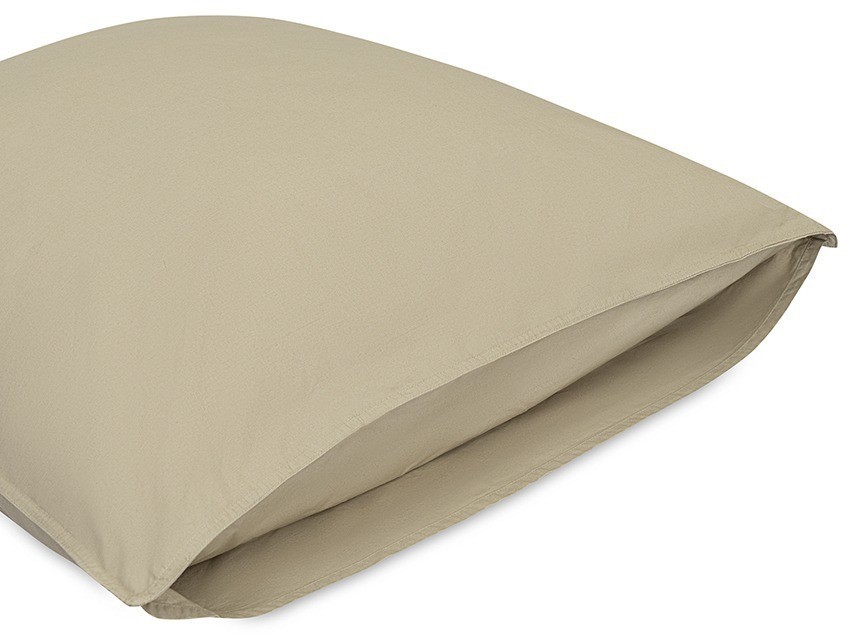 Набор наволочек из стираного перкаля бежево-серого цвета из коллекции essential, 70х70 см (77742)