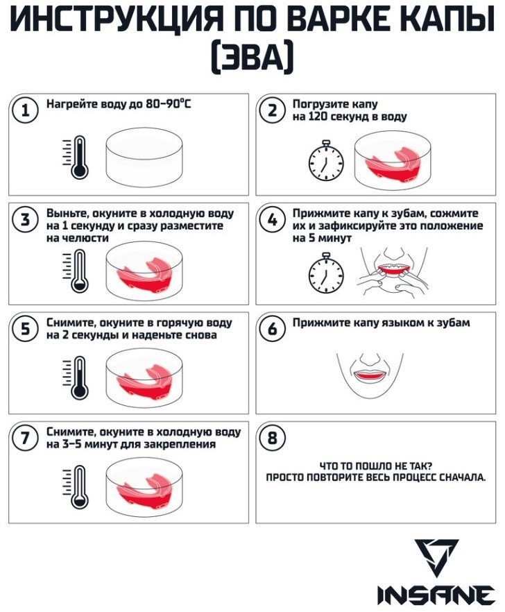 Капа 1-челюстная INSANE LYNX, ЭВА, белый/черный, взрослый (2101031)