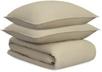 Комплект постельного белья из стираного перкаля бежево-серого цвета из коллекции essential, 200х220 см (77730)