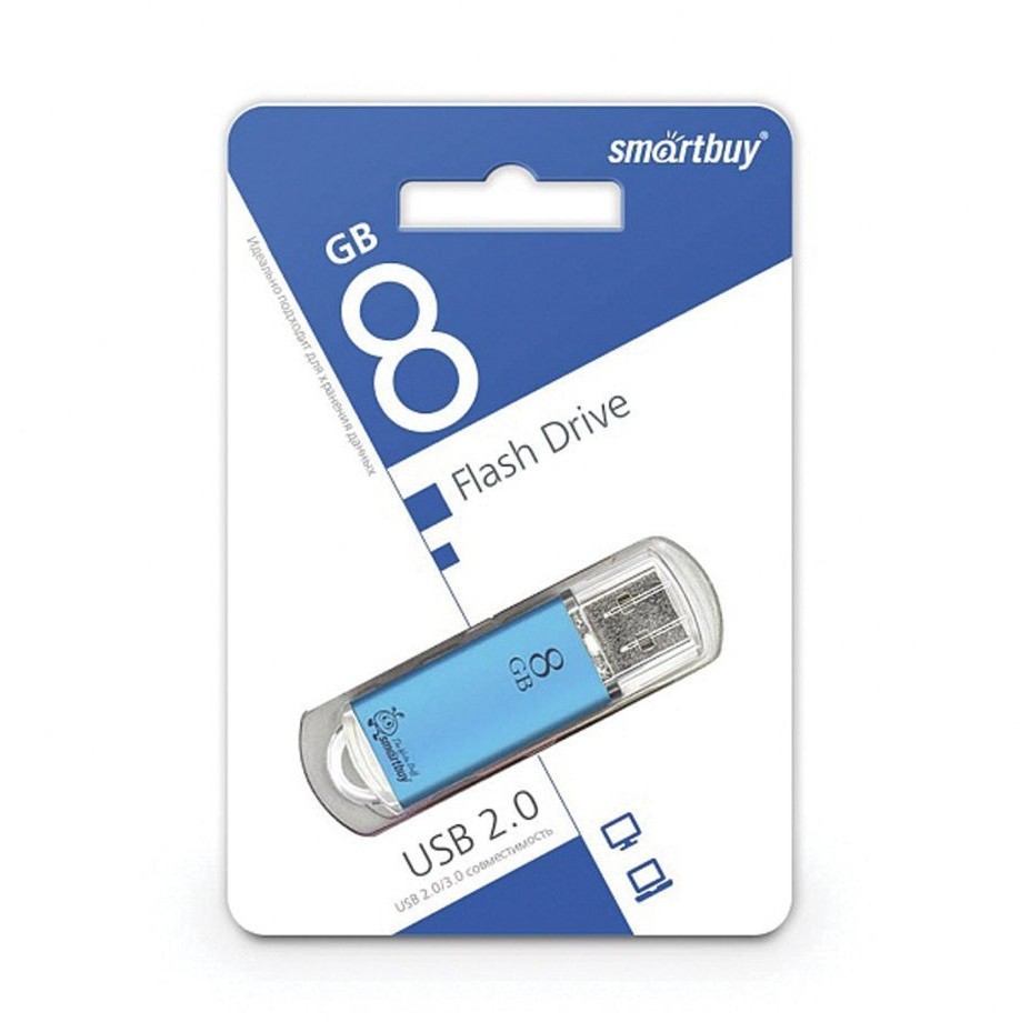 Флешка 8 GB Smartbuy V-Cut USB 2.0 металлический корпус (SB8GBVC-B) (3) (65829)