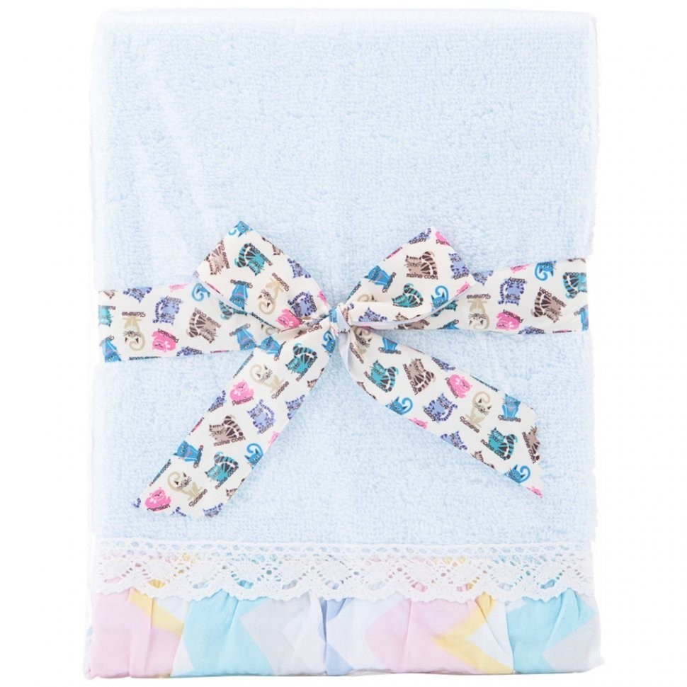 Полотенце махровое "шибби шик" 30х50см ,голубой, 100%хлопок SANTALINO (850-460-39)