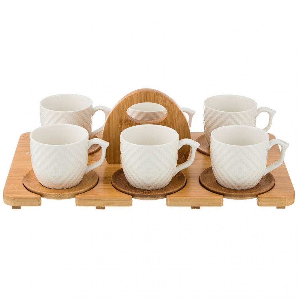 Кофейный набор lefard "native" на 6 пер. 12пр. 150 мл на подставке 34,5*20*8 см (587-137)