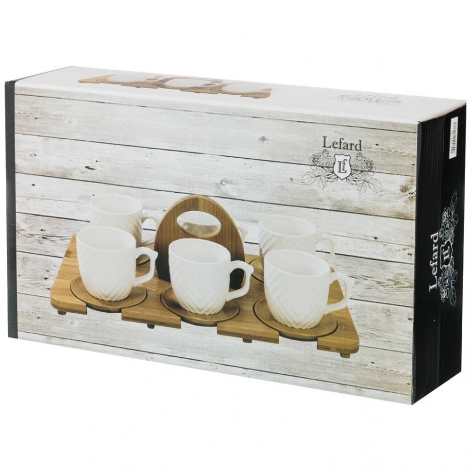 Кофейный набор lefard "native" на 6 пер. 12пр. 150 мл на подставке 34,5*20*8 см (587-137)