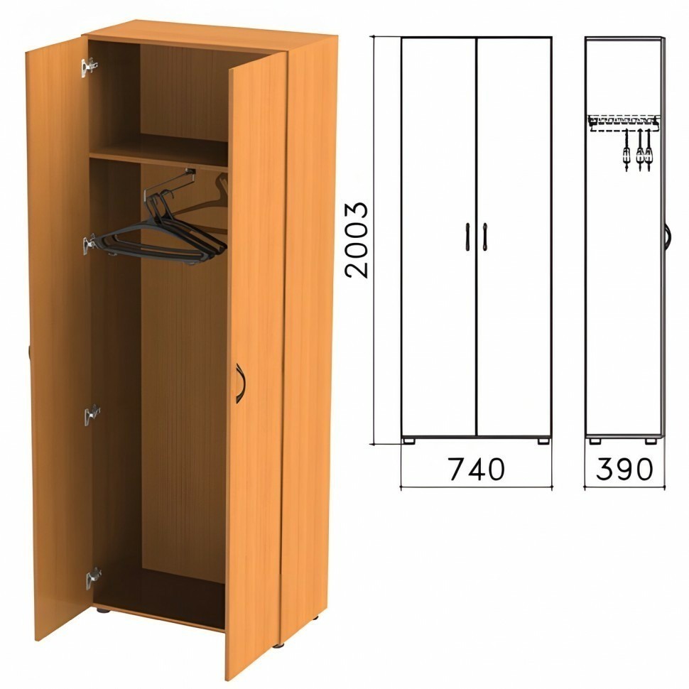 Шкаф для одежды Фея 740х390х2000 мм цвет орех милан ШФ17.5 640014 (91938)