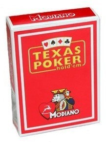 Карты "Modiano Texas Poker" 100% plastic 2 jumbo index red (64296)