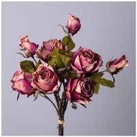 Букет из искусственных роз длина=53см,цвет розово-оранжевый мал.уп.=12шт Lefard (535-375)