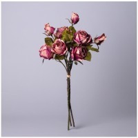 Букет из искусственных роз длина=53см,цвет розово-оранжевый мал.уп.=12шт Lefard (535-375)