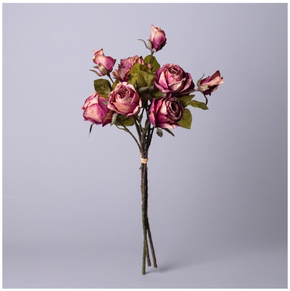 Букет из искусственных роз длина=53см,цвет розово-оранжевый мал.уп.=12шт Lefard (535-375)