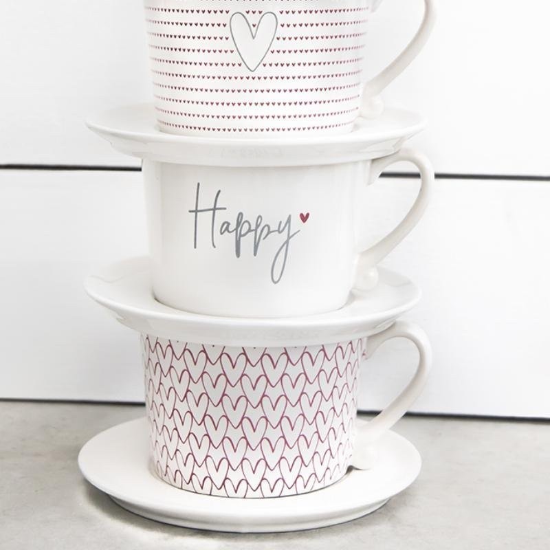 Bastion Collections Кружка White Happy Grey Нeart Red RJ/CUP 013 RED