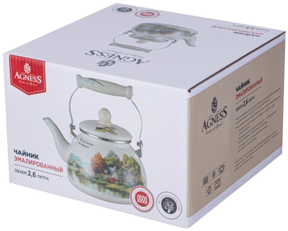 Чайник agness эмалированный серия "family house", 2,6 л (943-063)