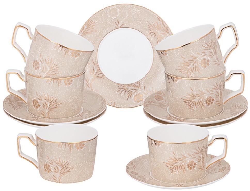 Чайный набор lefard "золотые узоры" на 6 пер. 12 пр. 280 мл (264-1170)