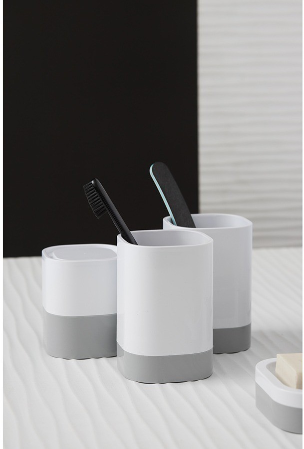 Стакан для зубных щеток tyer, 470 мл, белый/серый (75859)