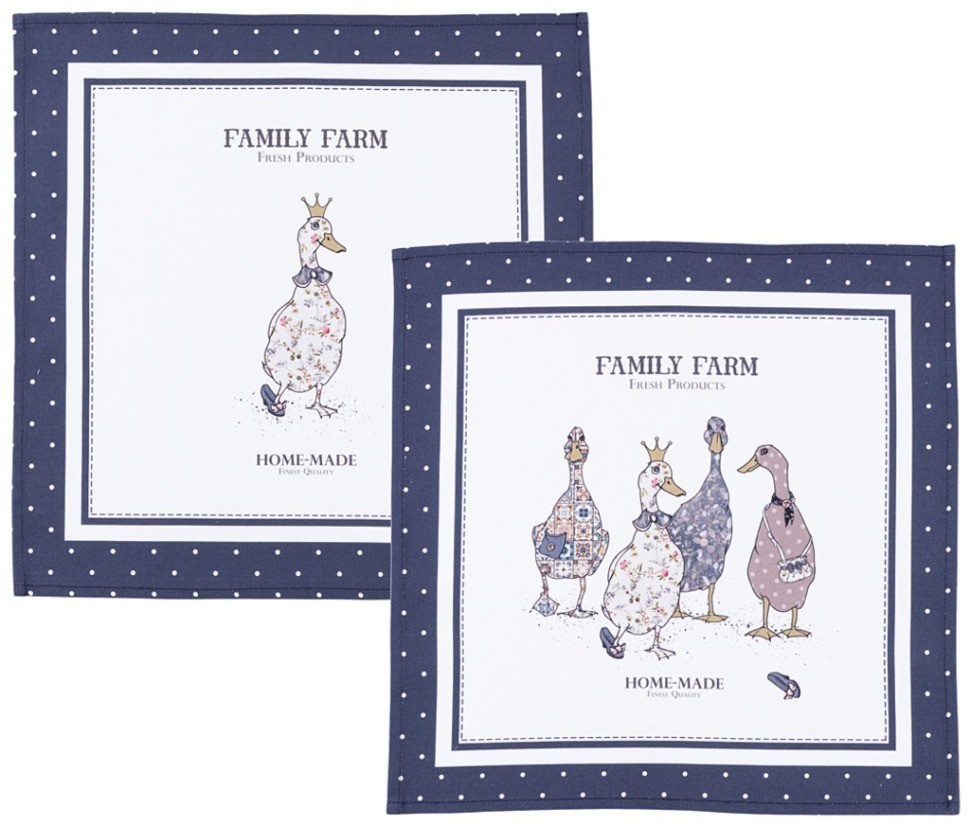 Набор салфеток из 2-х шт "family farm",40х40см, 100% хлопок ,синий,твил, Lefard (850-742-8)
