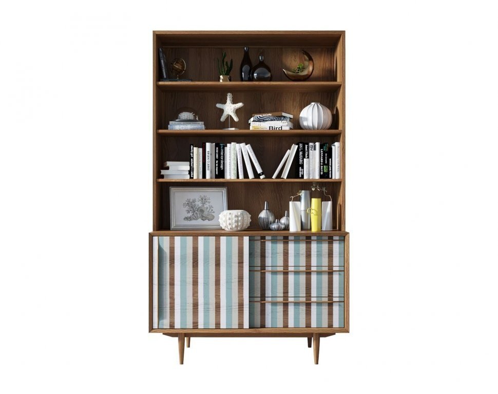 Стеллаж Bruni print 1 с дверками арт BR-01/print_1-ET