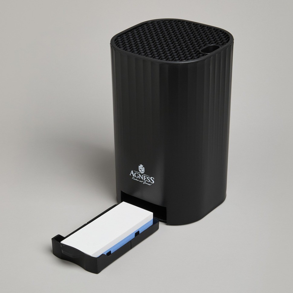 Подставка для ножей agness с точильным камнем 13,6*14,6*23 см (907-321)