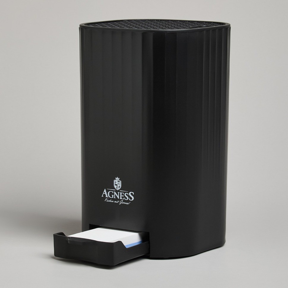 Подставка для ножей agness с точильным камнем 13,6*14,6*23 см (907-321)