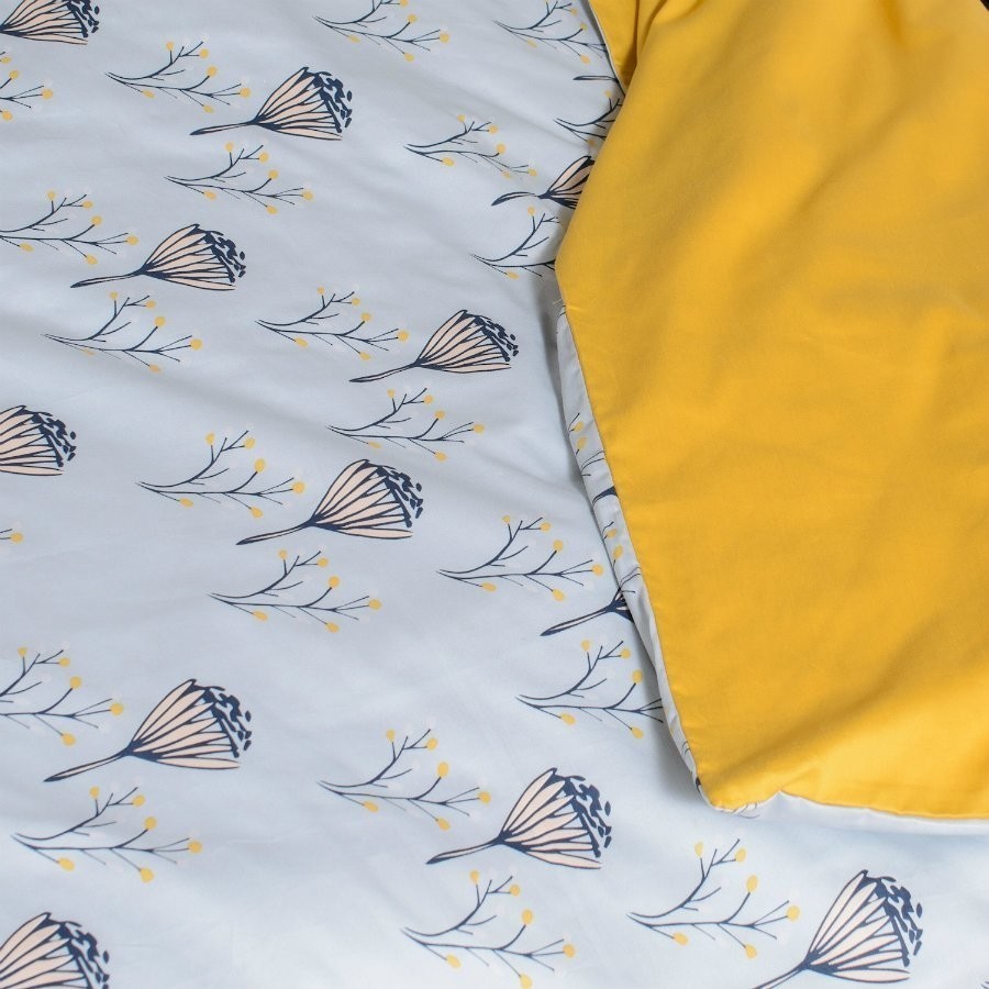 Пододеяльник двухсторонний из сатина горчичного цвета с принтом Полевые цветы russian north, 200х200 (63287)