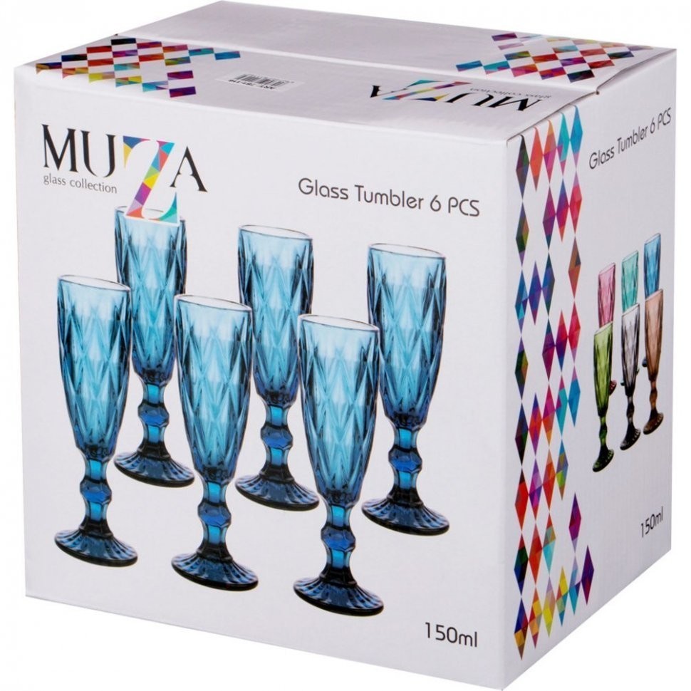 Набор бокалов для шампанского "ромбо" 6шт. серия "muza color" 150мл. / в=20 см. Lefard (781-116)
