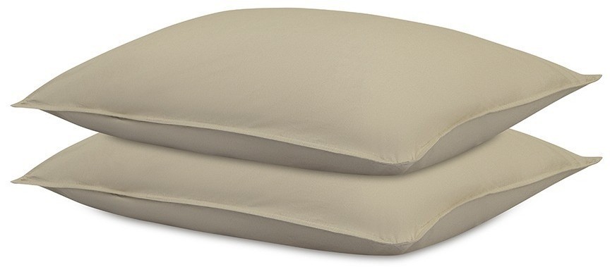 Набор наволочек из стираного перкаля бежево-серого цвета из коллекции essential, 50х70 см (77741)