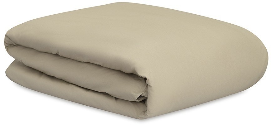 Комплект постельного белья из стираного перкаля бежево-серого цвета из коллекции essential, 150х200 см (77729)