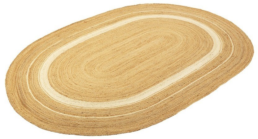 Ковер из джута овальный с вставками белого цвета из коллекции ethnic, 160х230см (76015)