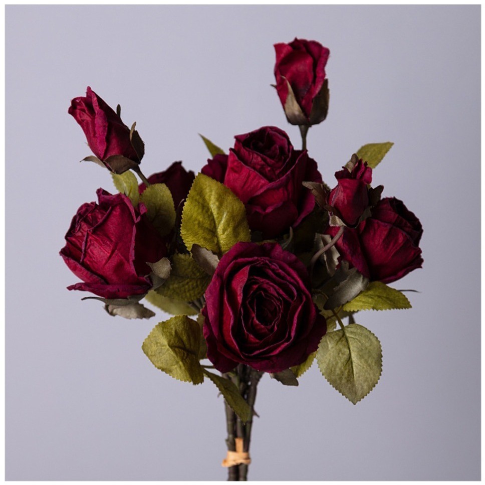 Букет из искусственных роз длина=53см ,цвет бордо мал.уп.=12шт Lefard (535-376)