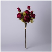 Букет из искусственных роз длина=53см ,цвет бордо мал.уп.=12шт Lefard (535-376)