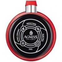 Ковш эмалир. со стекл. крышкой с эффектом металлик серия &quot;deluxe&quot; цв:красный 1,1 л. 14х8,5 см Agness (901-055)