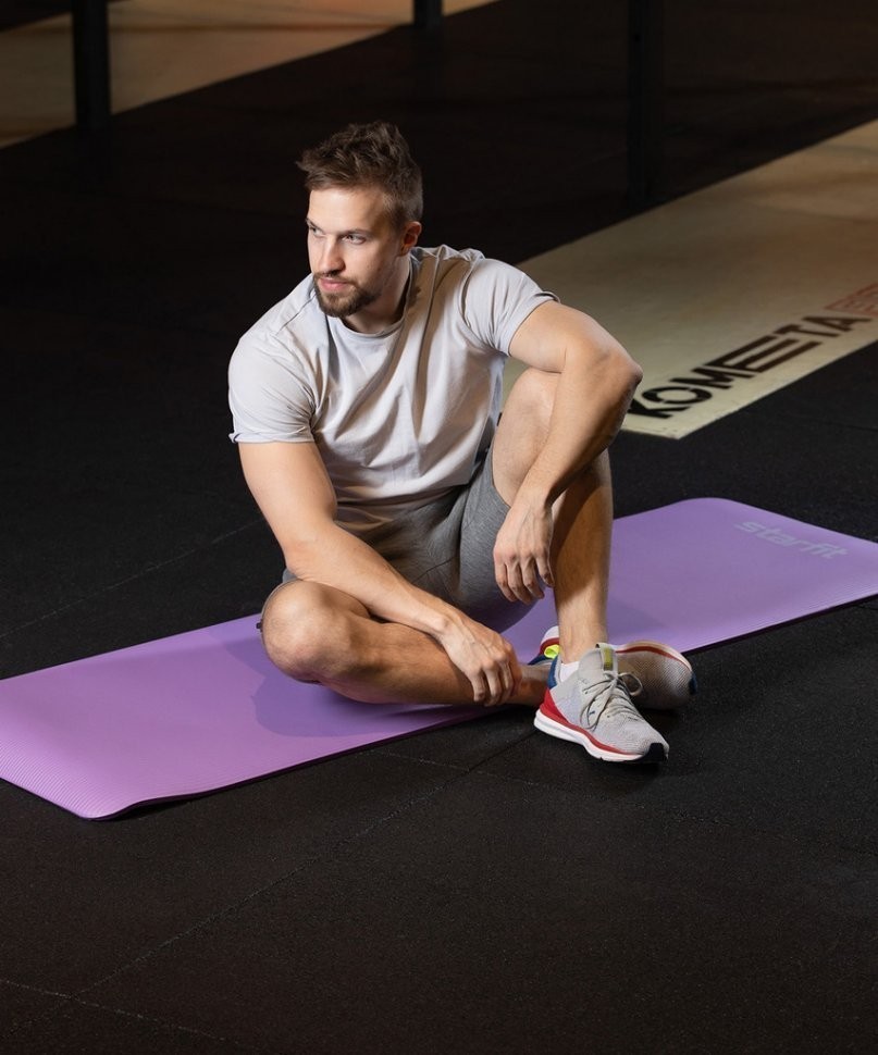 Коврик для йоги и фитнеса FM-301, NBR, 183x61x1,0 см, фиолетовый пастель (1007344)