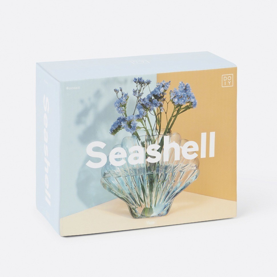 Ваза для цветов seashell, 20 см, голубая (75722)