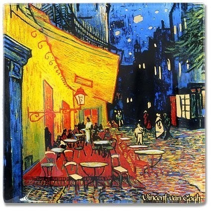 Тарелка квадратная Ночная терраса кафе (Ван Гог), 13х13 см - CAR198-7309 Carmani