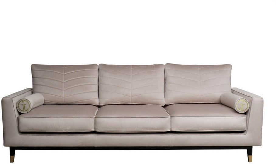 Диван Madrid Memory с кантом трехм. без мех.,велюр бежевый Colt021+Colt030 (TT-00015136)