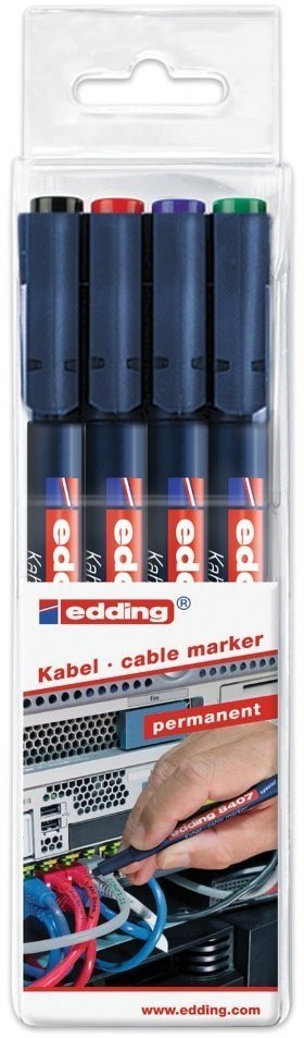 Маркеры для кабелей Edding 8407 линия 0,3 мм 4 цвета E-8407/4S/151284 (1) (72857)