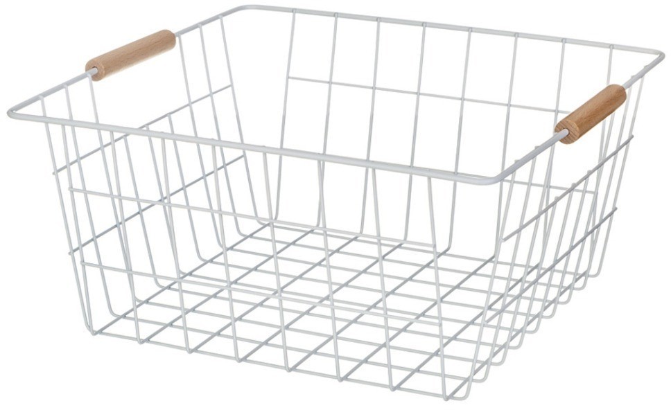 Корзина с деревянными ручками белая 31.5*30.5*15.5 см Agness (917-125)