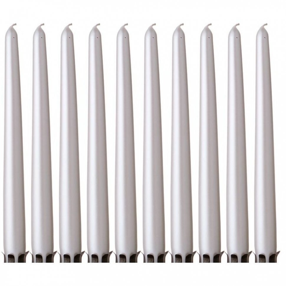 Набор свечей из 10 шт. металлик перламутровый высота=24 см. Adpal (348-639)
