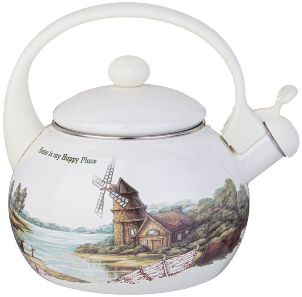 Чайник agness эмалированный со свистком серия "family house", 2,2 л (943-064)