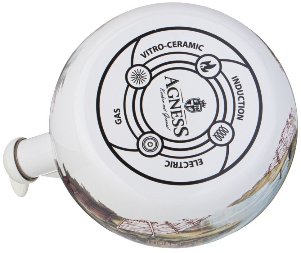 Чайник agness эмалированный со свистком серия "family house", 2,2 л (943-064)