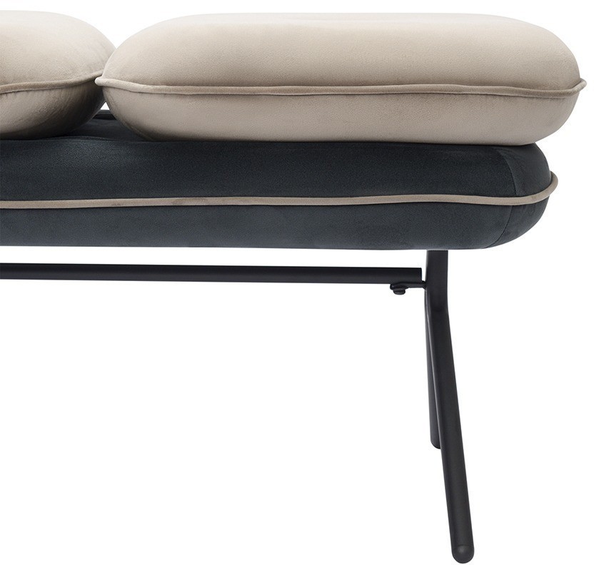 Банкетка pea, велюр, бежевая/темно-серая (76124)