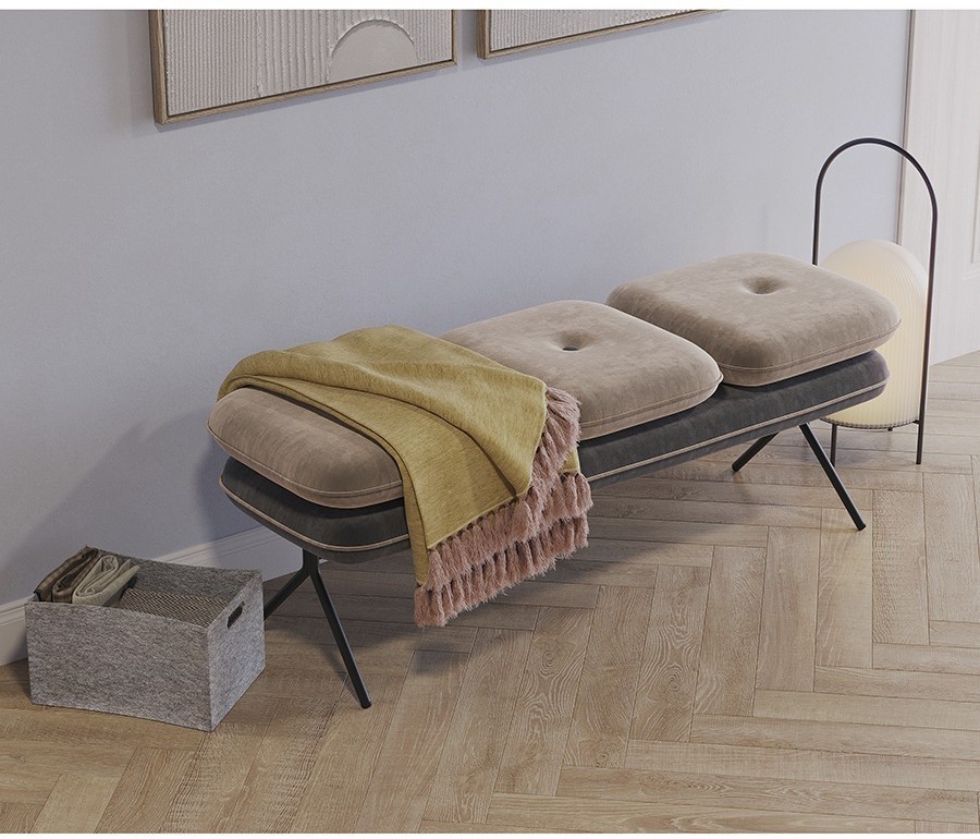 Банкетка pea, велюр, бежевая/темно-серая (76124)