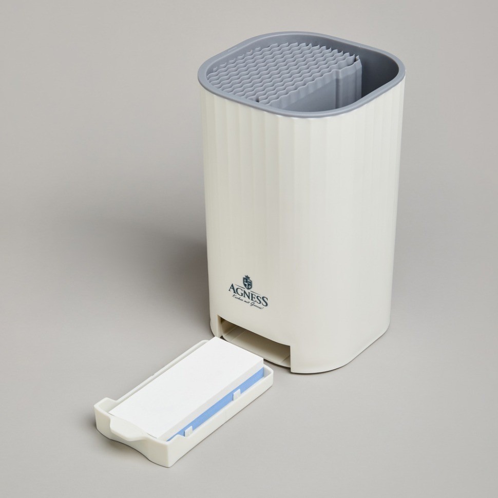 Подставка для ножей agness с точильным камнем 13,6*14,6*23 см (907-322)