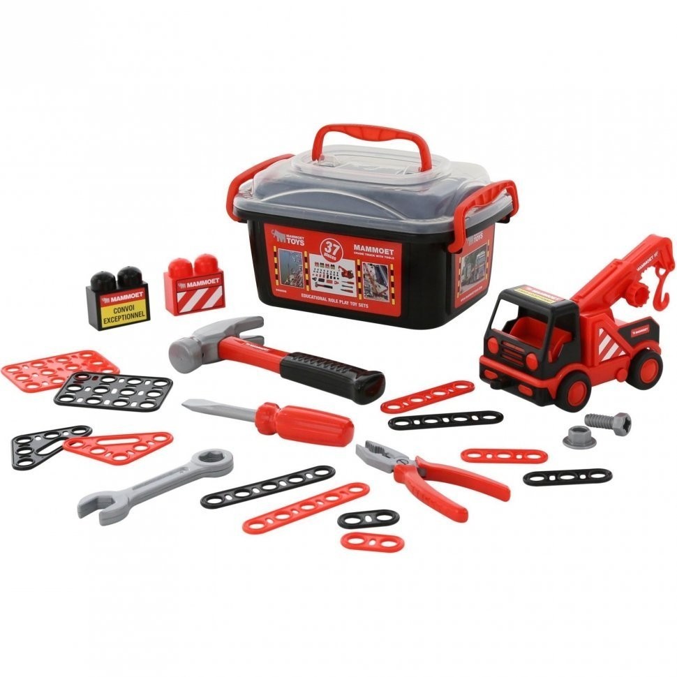 Автомобиль-эвакуатор + конструкторский набор (36 элементов) (в контейнере) (57136_PLS)