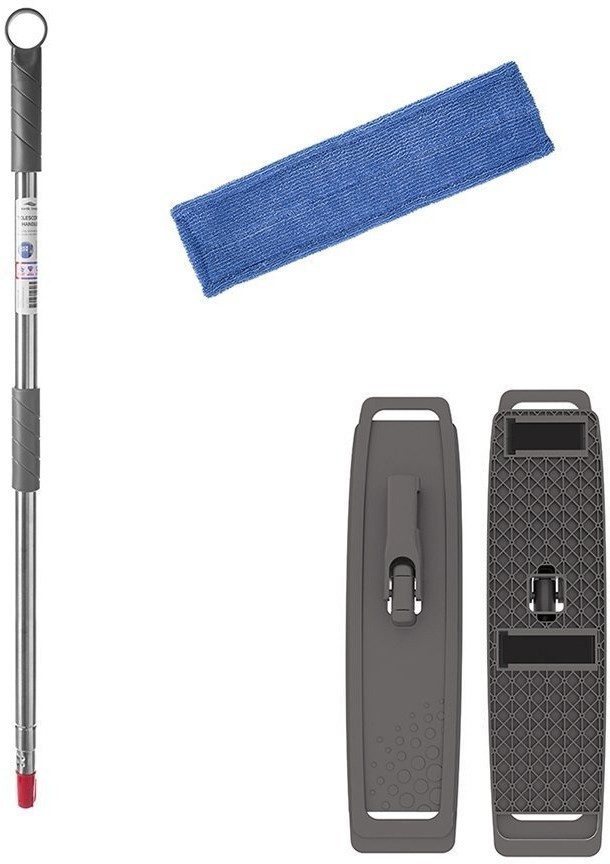 Набор из телескопической ручки 160 см, подвижного основания для швабры и сменной насадки из микрофибры (72124)