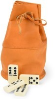Домино в рыжем кожаном мешочке (6 точек) (31903)