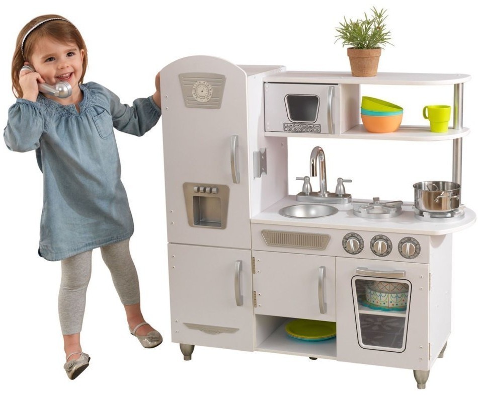 Детская игрушечная кухня из дерева "Винтаж", цвет Белый (White Vintage Kitchen) (53208_KE)