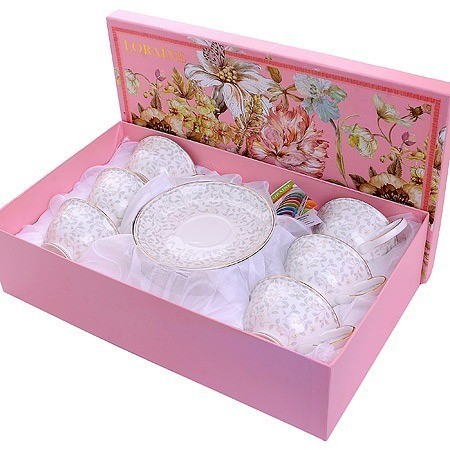 Чайный сервиз на 6 персон фарфор 12 предметов 200 мл ПРЕМИУМ LORAINE (60033)